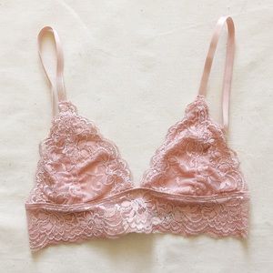 Blush Lace Mesh Lined Triangle Bralette